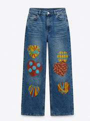 Jean Pin bordado + Pintado