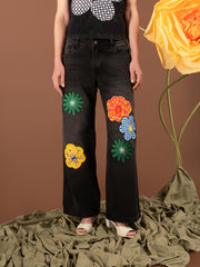 Jean bordado Flowers