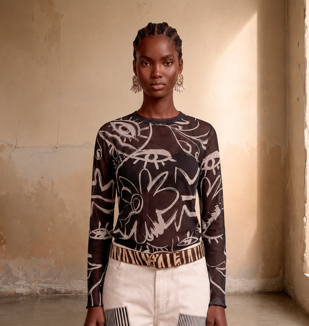 Blusa manga larga Mesh