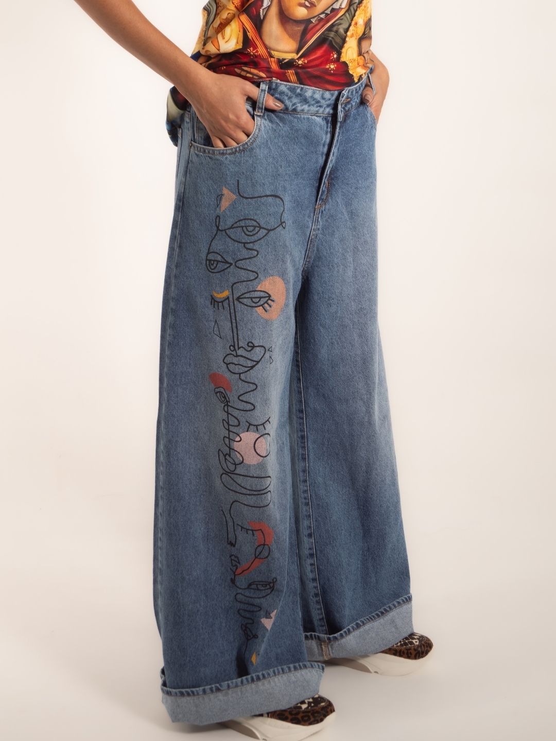 Jean estampado Bota recta