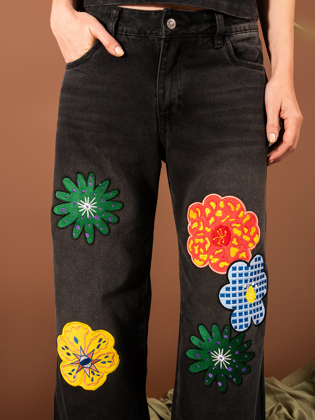 Jean bordado Flowers