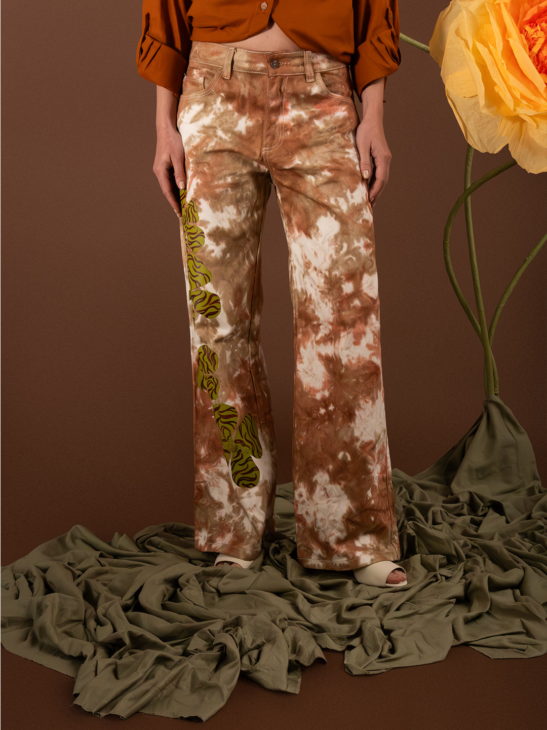 Jean Tie Dye Flor verde