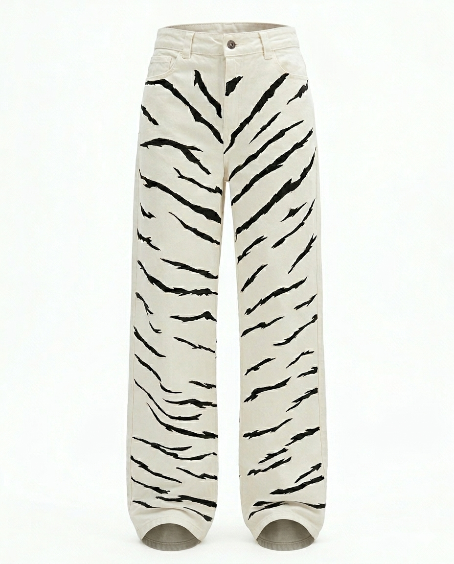Jean pintado white zebra